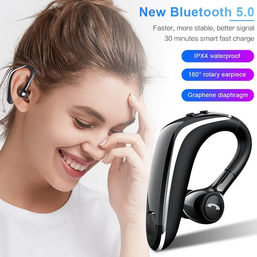 

Беспроводные наушники Bluetooth 5,0, гарнитура с длительным временем работы, для вождения, подвесные наушники IPX4, водонепроницаемая Спортивная