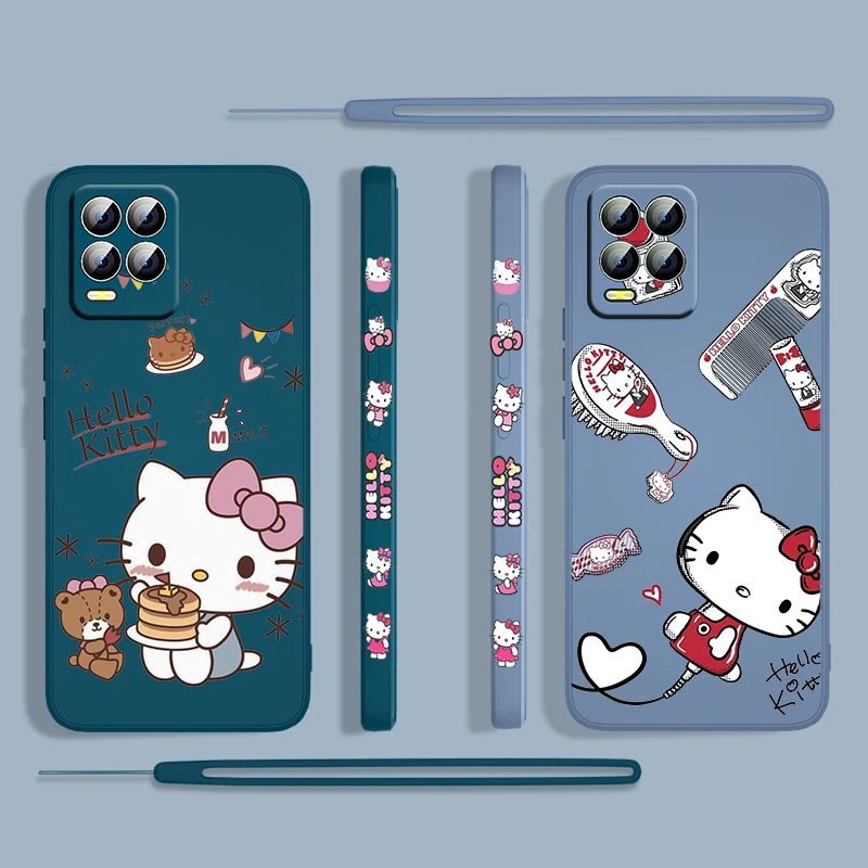 cartoon hello kitty cute for oppo realme 50i 50a 9i 8i 6 pro find x3 lite neo gt master a9 a5 liquid left rope phone case coque free global shipping