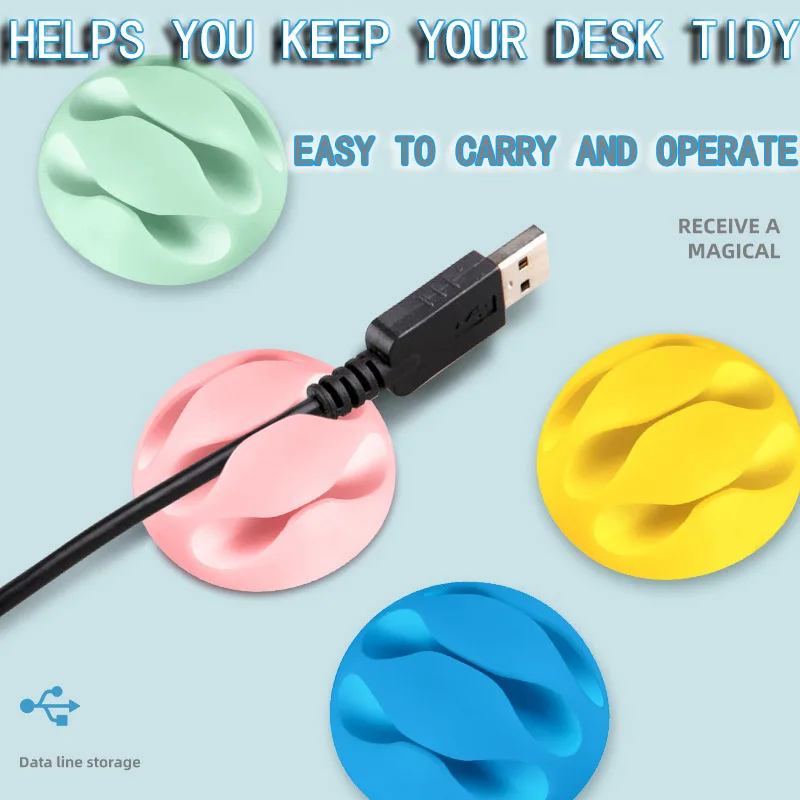 

Silicone USB Cable Organizer Cable Winder Desktop Tidy Management Clips Cable Holder for Mouse Headphone Wire Organizer