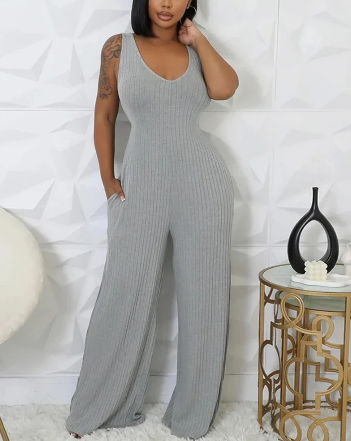 Модный осенний комбинезон из 2 предметов с v-образным вырезом без рукавов и