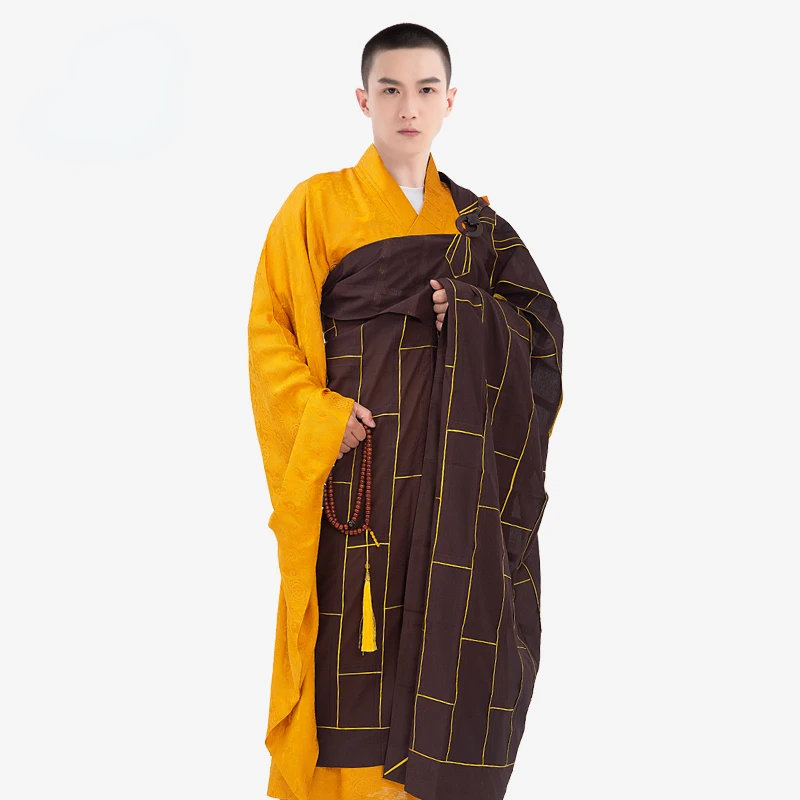 

Китайская буддийская одежда Kasaya, льняная буддистская одежда Jiasha Monk, мужская красная, коричневая