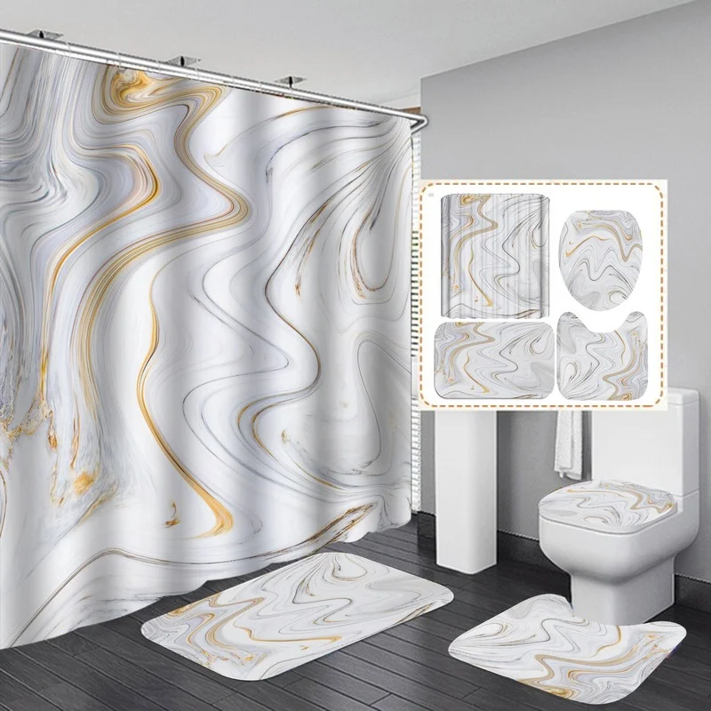 

3D Shower Curtain Waterproof Bathroom Curtain Set Toilet Rugs Carpet Cortina de ducha Rideau de douche toilette cortina chuveiro