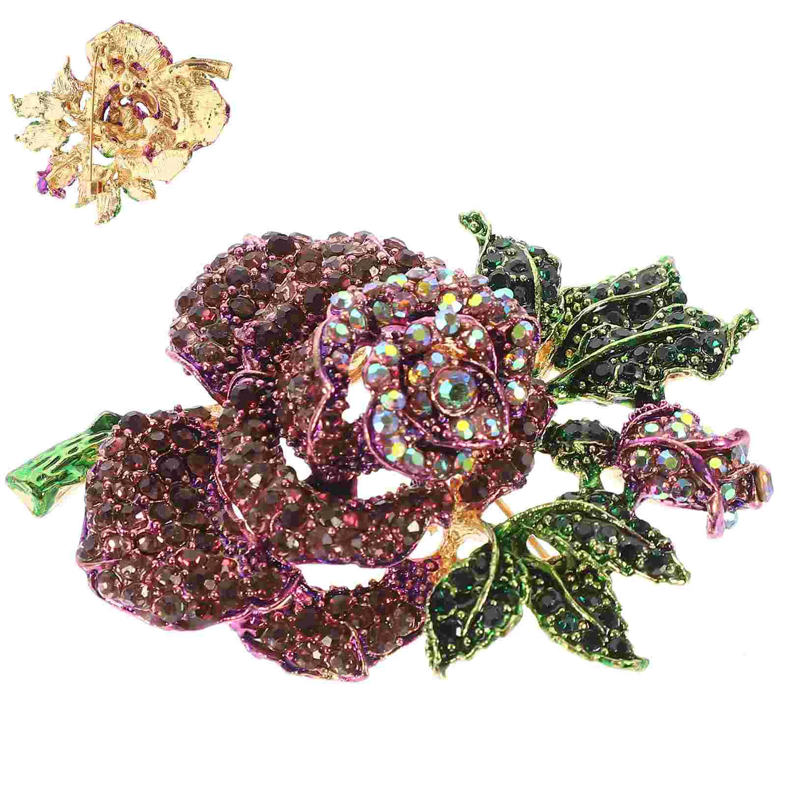 

Clothes Flower Brooch Rhinestone Breastpin Delicate Rose Decor Flowers Small Decoration Alloy