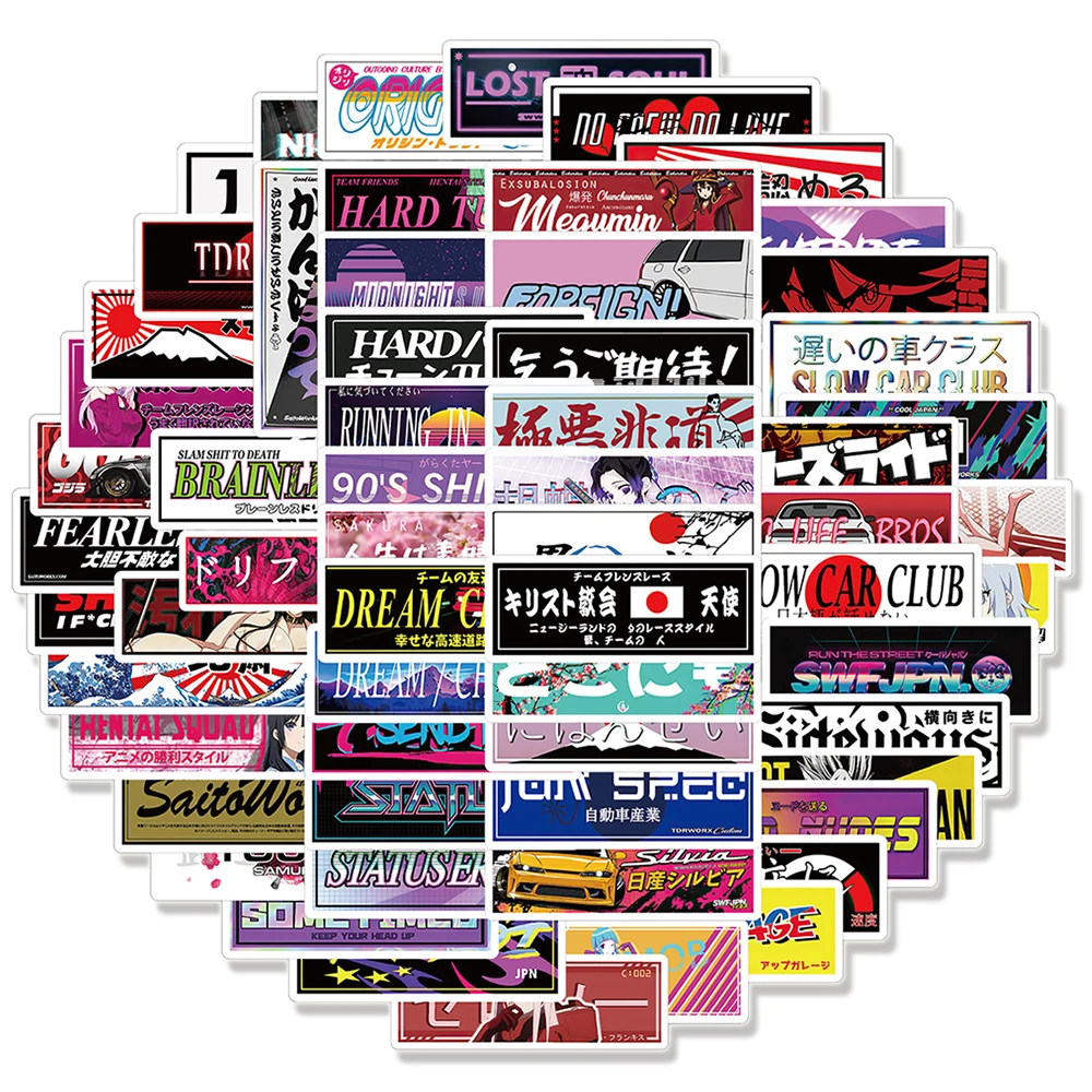 

Japanese Racing Animated Graffiti stickers, 10/66/ piece, Laptop, Motorcycle, Car, bike, skateboard, Luggage, waterproof sticker