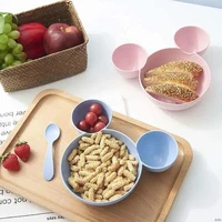 wheat straw kids lunch box cartoon mouse bowl dishes lunch box children snack bowl plastic plate food container boxes tableware