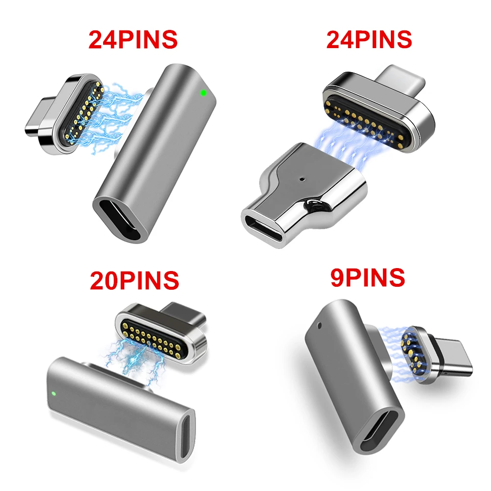 

Magnetic USB C Adapter 9pins 20Pins 24pins Type C Connector USB PD 100W Quick Charge 10Gbp/s Data For More Type C Device