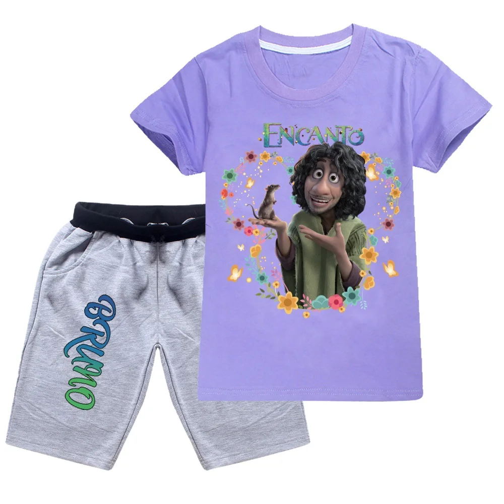 

2022 new Disney encanto cartoon printing cotton children's round neck T-shirt + shorts summer boys and girls suit