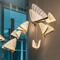 modern led acrylic butterfly pendant lamp living dining room bedroom bedside hanging fixtures indoor lighting home decor