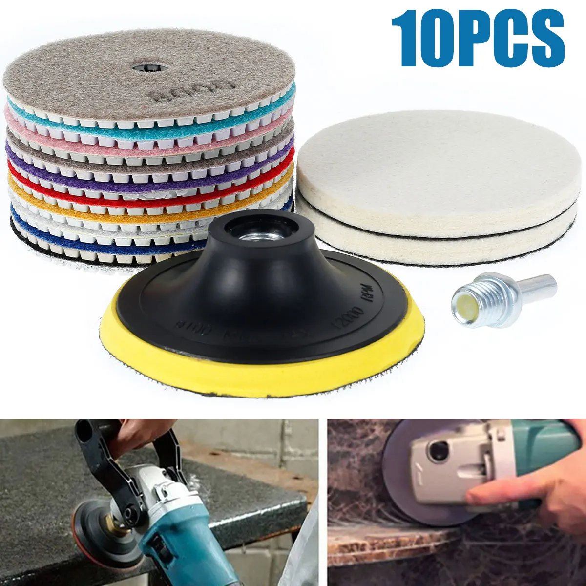 

14Pcs Diamond Polishing Pads 4inch Granite Polishing Kit Multifunctional Concrete Polishing Pads Marble Polishing Kit Wet/Dry