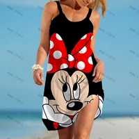 cartoon kawaii loose dresses for women 2022 beach dress summer disney woman boho y2k clothes sexy elegant mickey minnie mouse