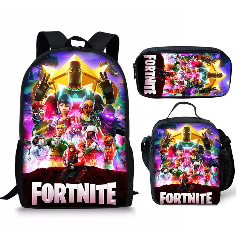 Фото Рюкзак для школьников Fortnite 2026, милый пенал, сумка для обедов, школьная сумка для косплея, дорожные сумки для мальчиков и девочек, подарок №3