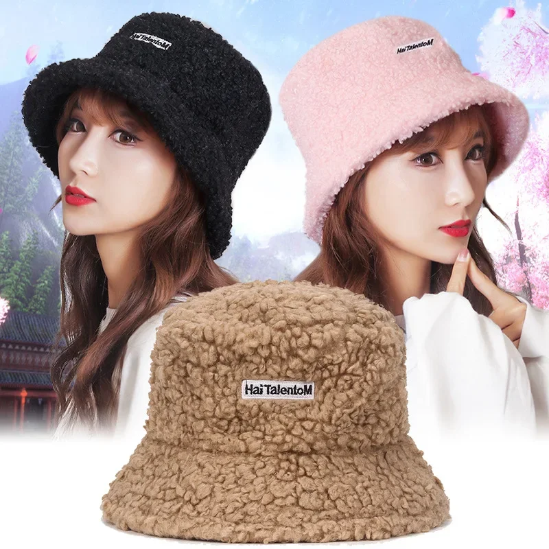 Женская рыболовная шапка из овечьей шерсти с вышивкой осенне-зимняя однотонная