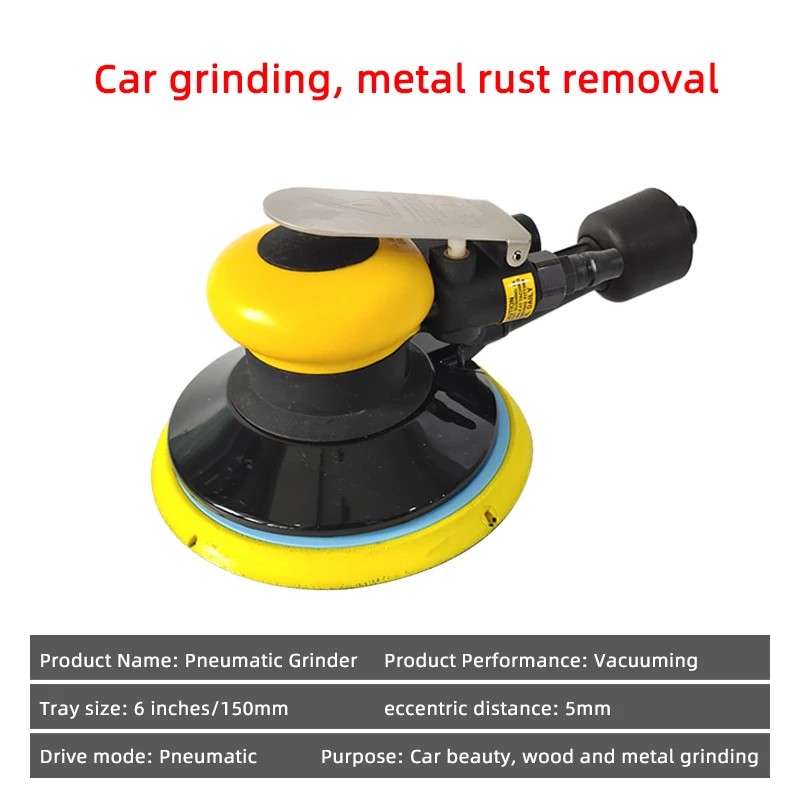 6 Inches 125mm Air Sander Pneumatic Sandpaper Random Orbital Polished Grinding Maching machine with Vacuum Pneumatic Polisher