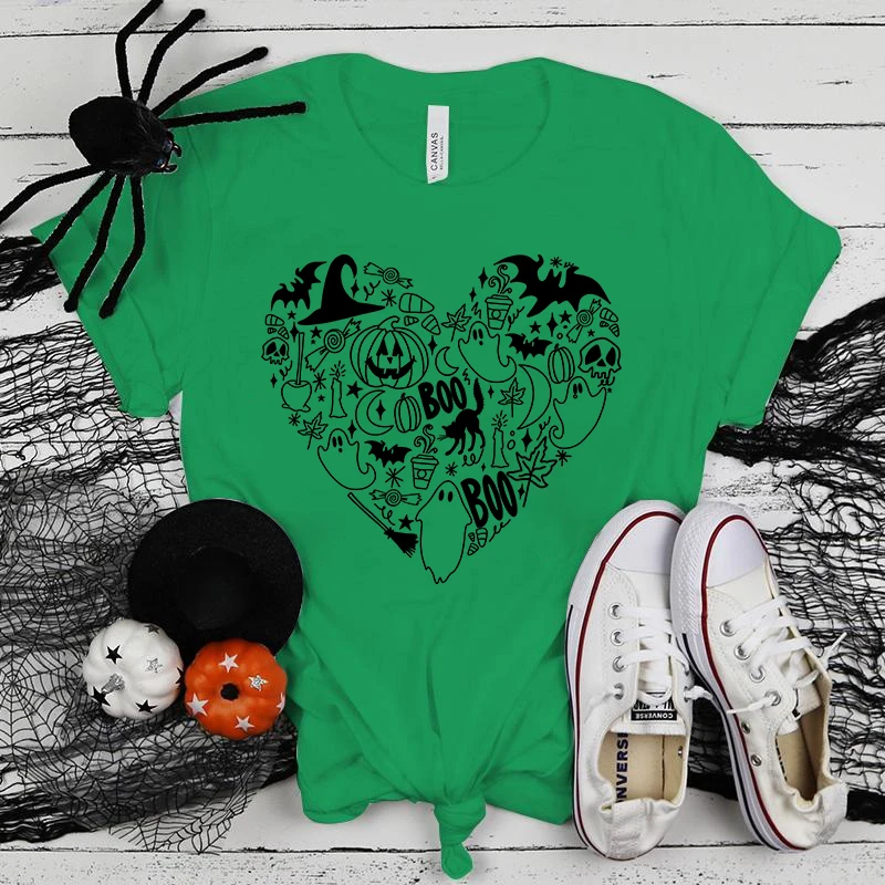 (Футболка премиум-класса) Горячие футболки с принтом Boo Pumpkin Love на Хэллоуин