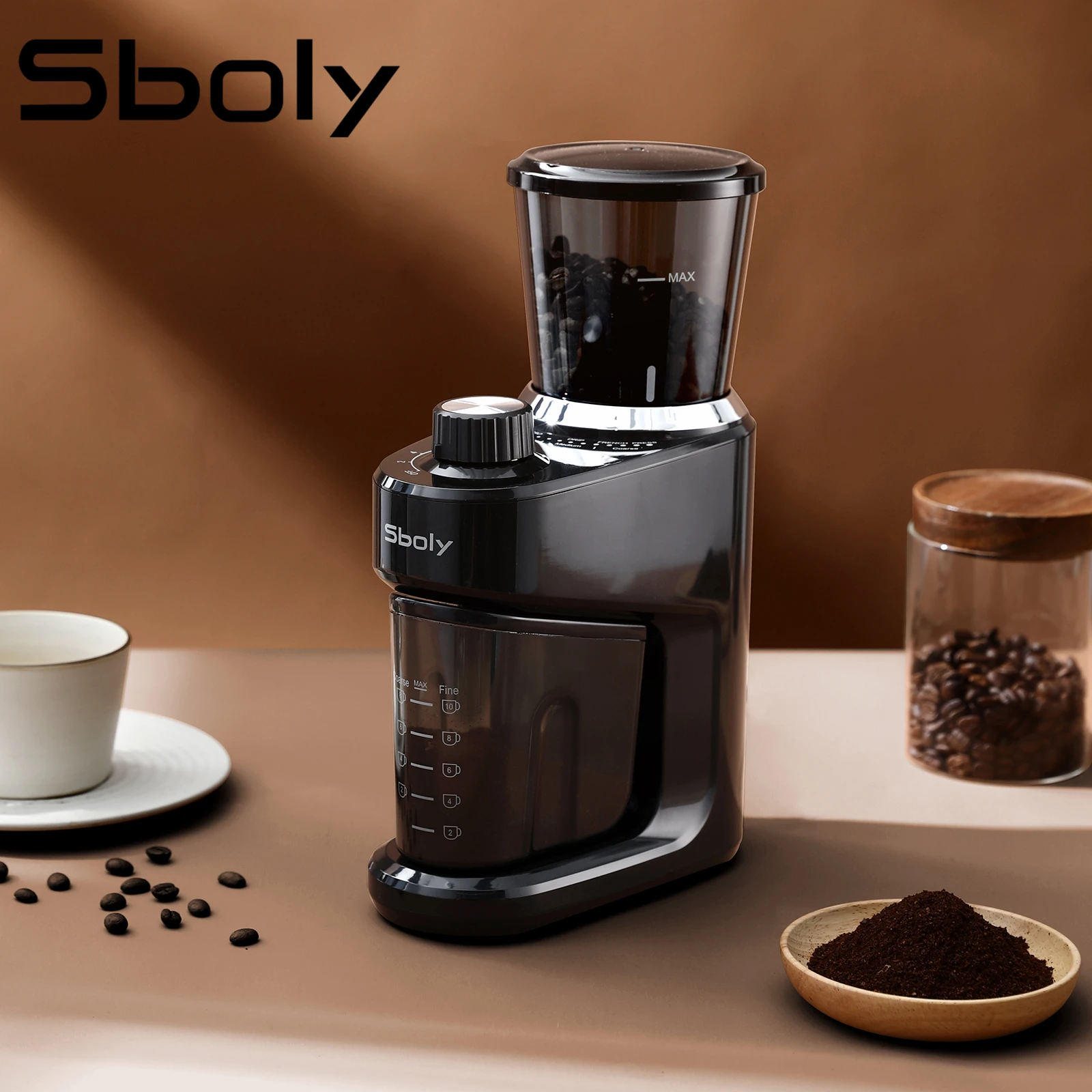 Enlarge Sloby Original Brand Professional 15 Grind Settings Conical Burr Coffee Grinder Grinds For Espresso to Coarse For French Press