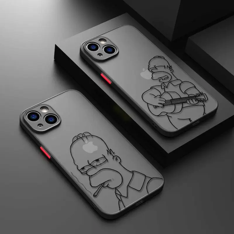 

Phone Case For iPhone 14 13 12 11 Pro Max 6 6S 7 8 Plus X XS XR 12 13 Mini Back Hard Shockproof Cover Cartoon Homero Simpson