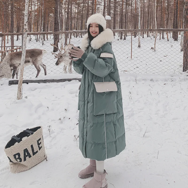 

Женский свободный пуховик с капюшоном, Универсальный пуховик на белом утином пуху с большими карманами, 2023