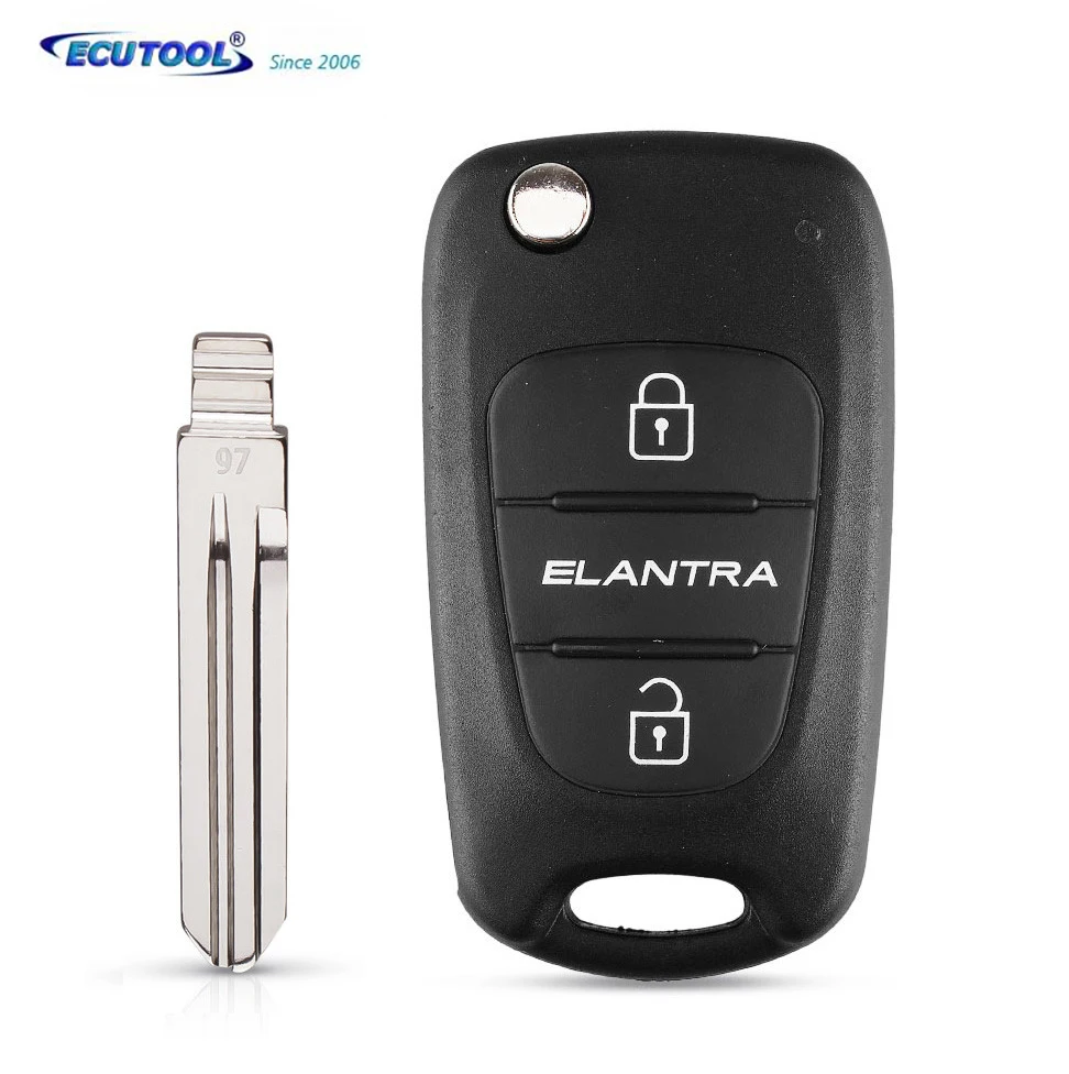 

10x 3 Buttons Remote Flip Key Shell Case Fob For Hyundai ELANTRA Keyless Entry Fob Cover With Badge