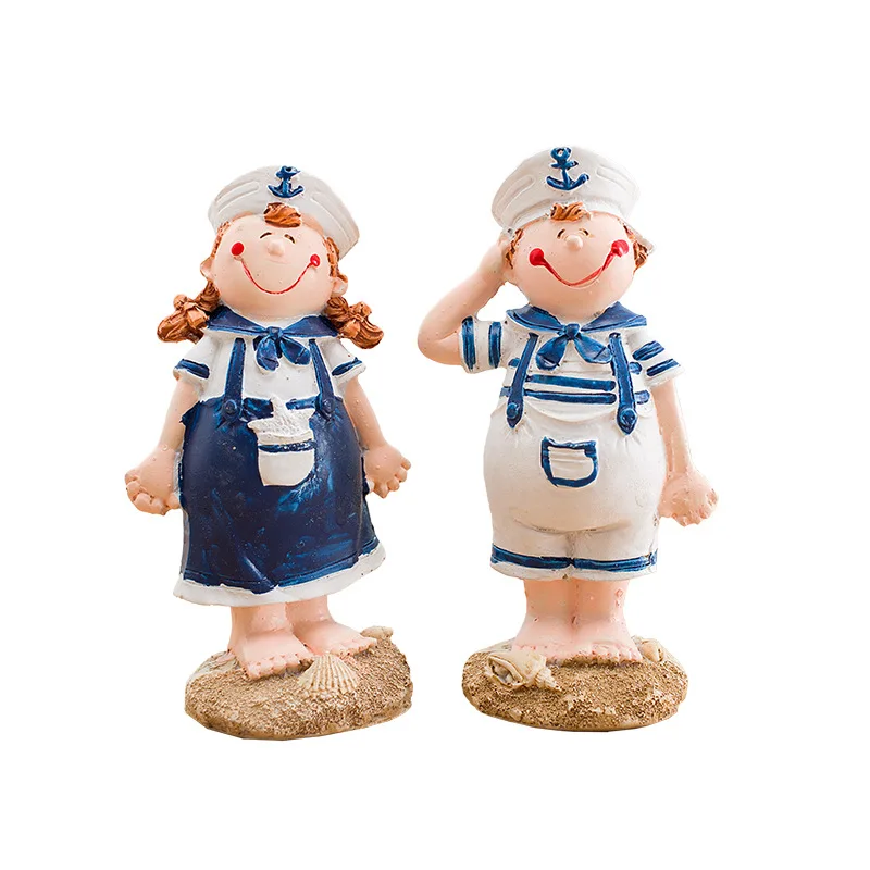 

Мультяшные фигурки, Статуэтка из смолы для детей, домашний декор, кукла средиземноморская пара, полимерная фигурка, украшение, морская кукл...