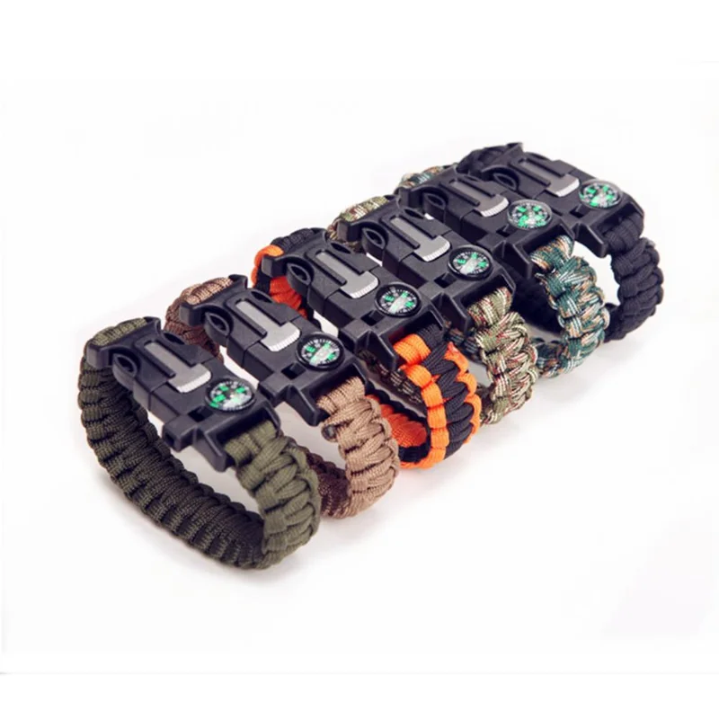 

Outdoor Multi-function Survival Bracelet Military Emergency 4mm Paracord Wristband Scraper Whistle Buckle Tools