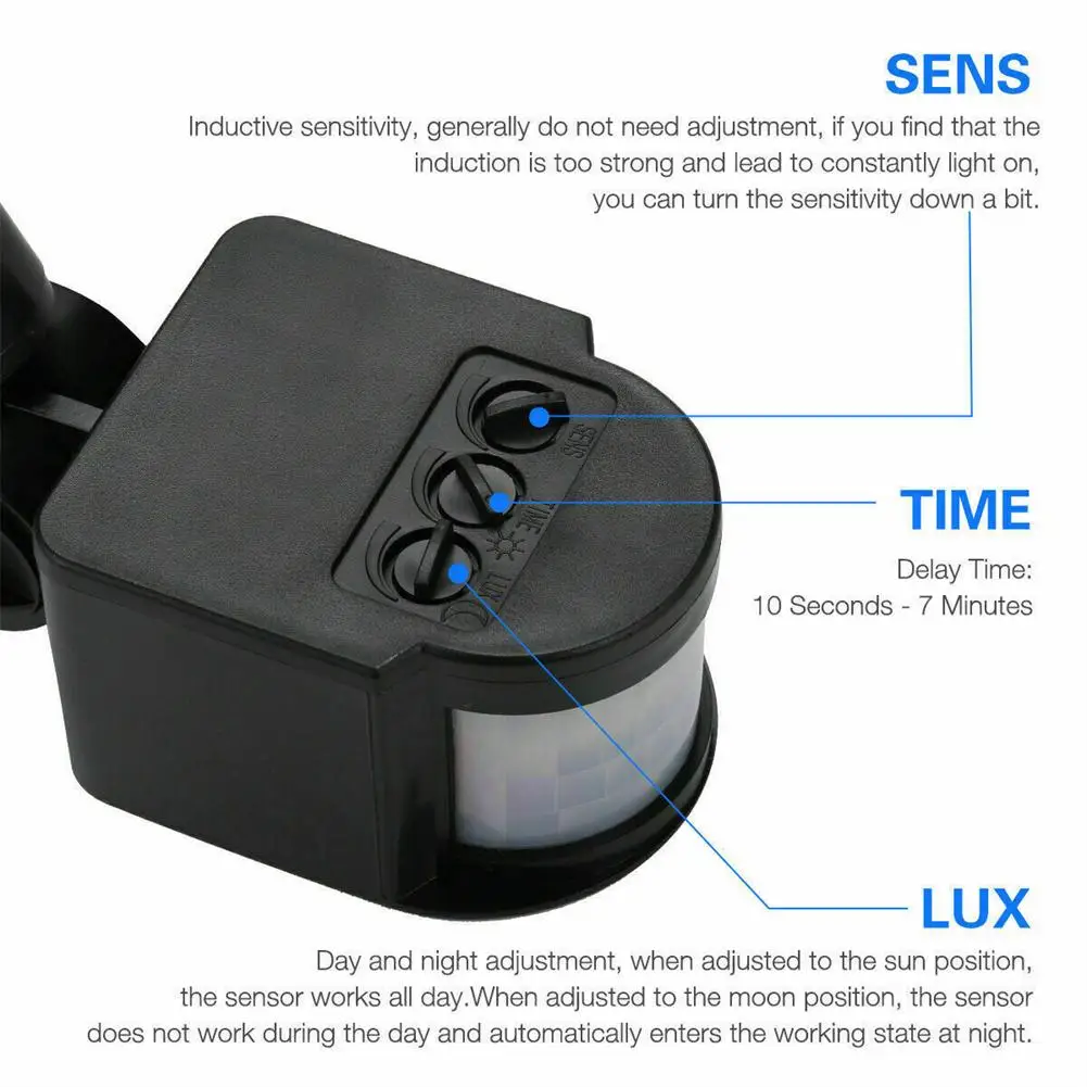 Инфракрасный настенный светильник с датчиком движения 180 градусов