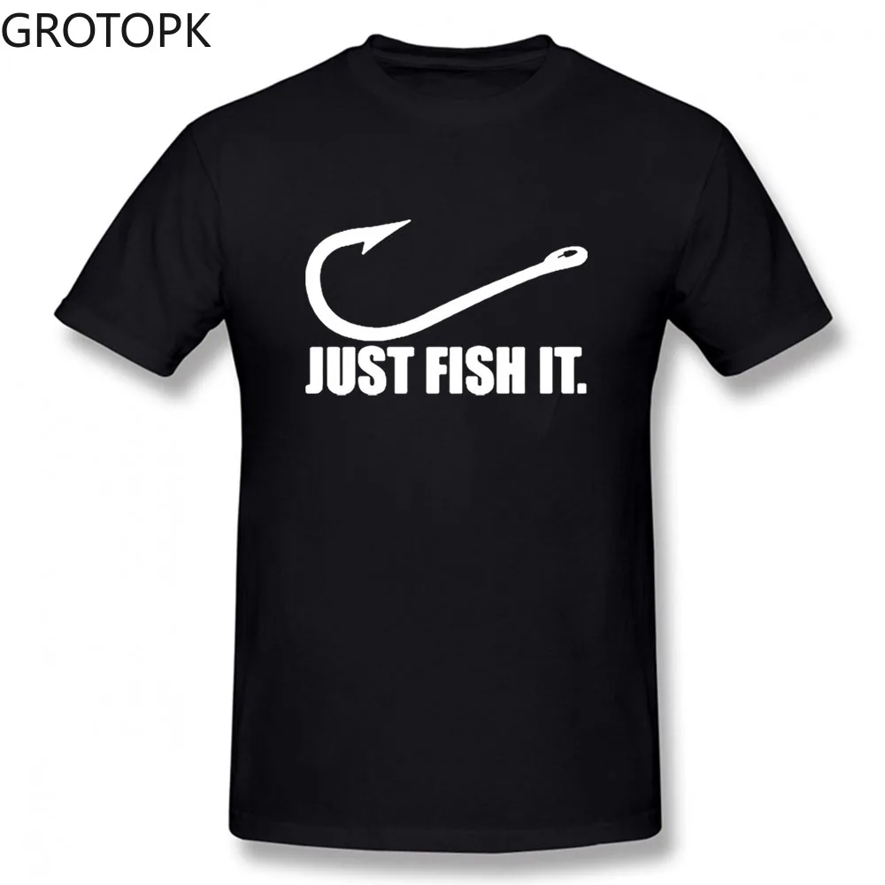 

Funny Love Fishing TShirt Men Just Fish It Funny T-Shirt Short Sleeves Hip Hop O-Neck Cotton T Shirts Casual Aesthetic Clothes
