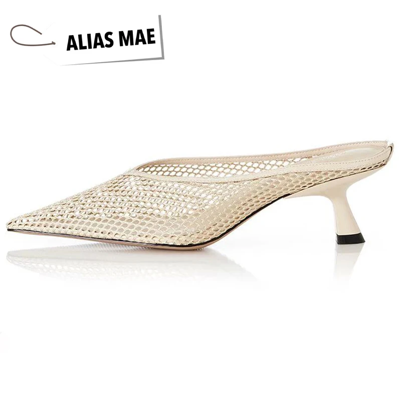 Новая летняя одежда босоножки на высоком каблуке с острым носком и сетчатой