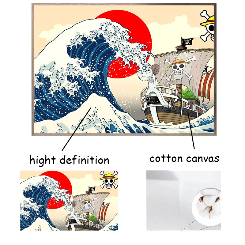 Постеры The Great Wave Pokemon One Piece японское комиксное аниме картины на холсте и принты