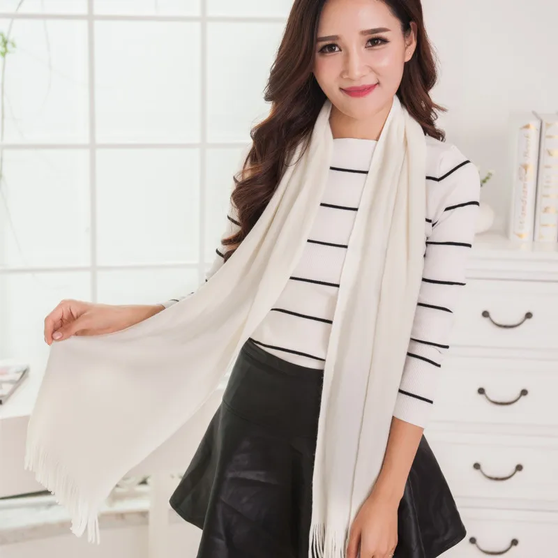 

Новинка Осень-зима 2021, Однотонный женский вязаный шерстяной шарф в Корейском стиле, плотный теплый шарф для женщин