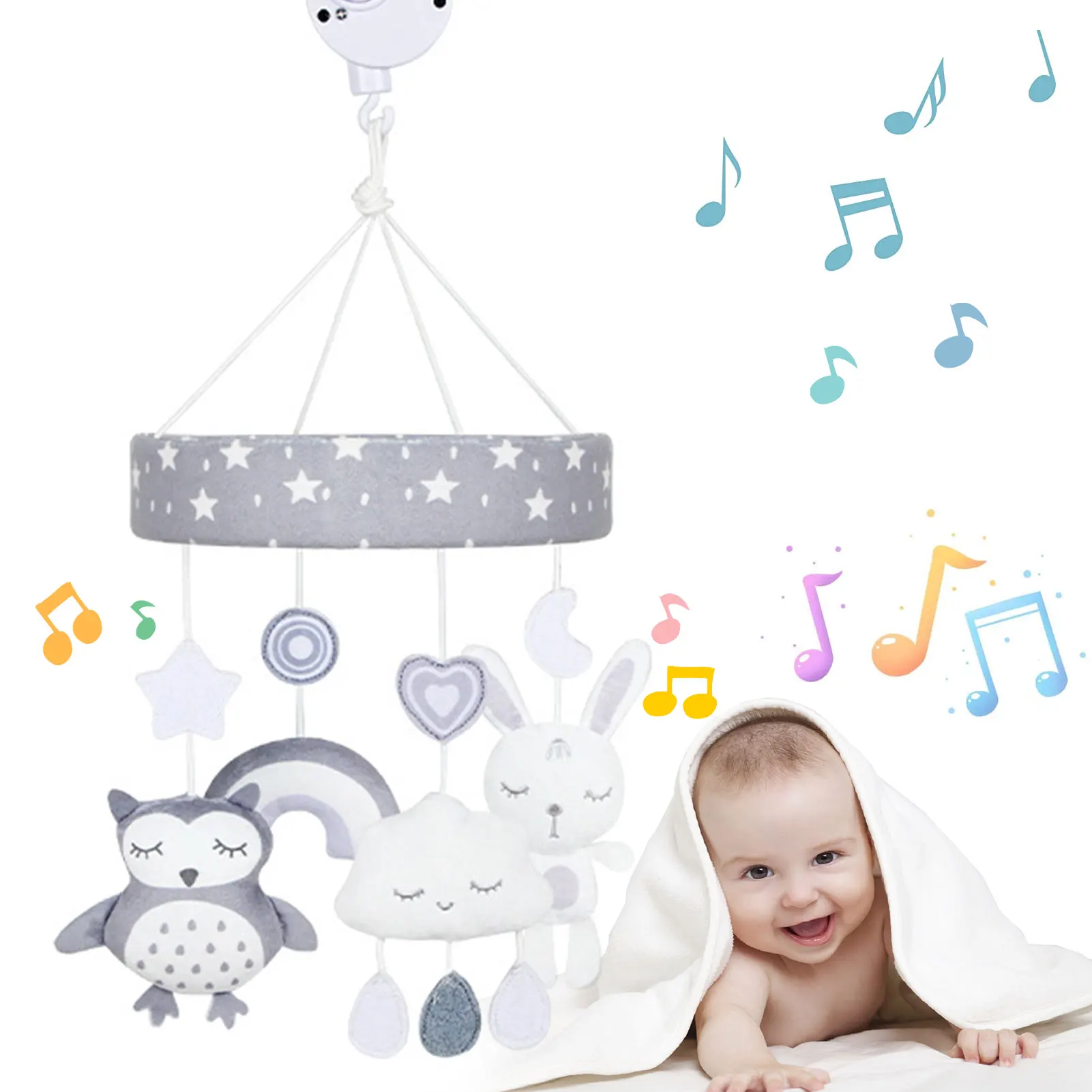 

Musical Baby Crib Mobile Musical Crib Mobile Baby Nursery Decor Nursery Toys For Newborn Boys And Girls Clockwork Brake Infant