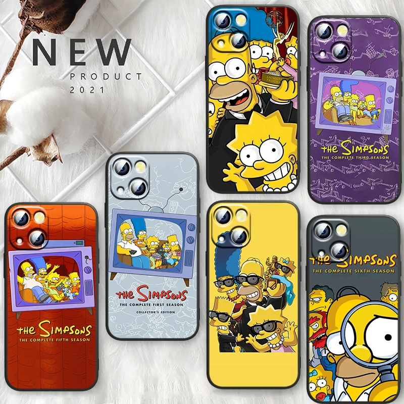 

The Simpsons Family Sister Case For Apple iPhone 14 13 12 11 Pro Max Mini XS Max X XR 7 8 Plus SE2020 TPU Black Phone Cover