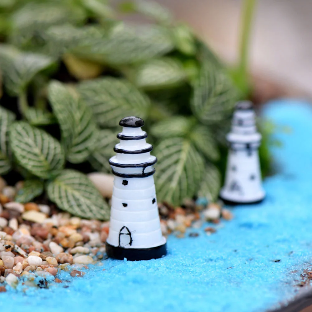 

10pcs Resin Lighthouse Miniature Lawn Garden Figurines Ecological Bottle Ornaments