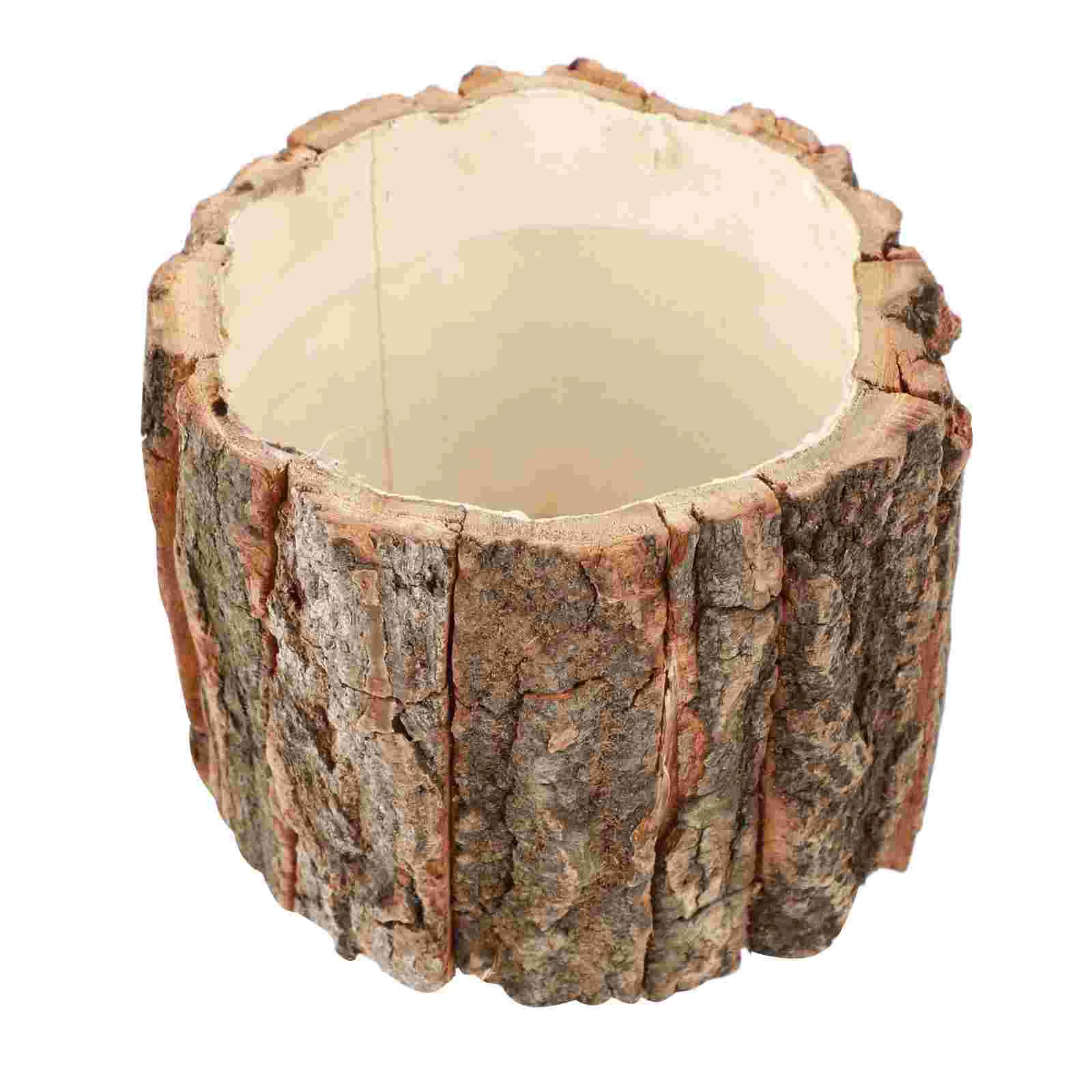 Купи Flower Planter Pot Wooden Wood Succulent Bucket Vase Stump Rustic Log Bark Container Pots Tree Farmhouse Planters Holder за 565 рублей в магазине AliExpress