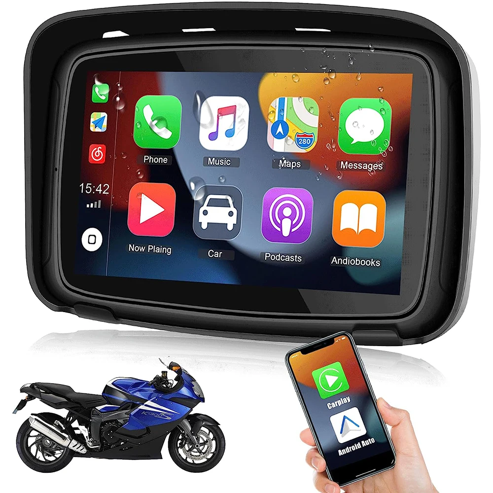 

Carplay Motorcycle GPS For Motorcycle 5 inch Navigation Waterproof Display Car Play Wireless Android Auto IPX7 GPS Screen 2023