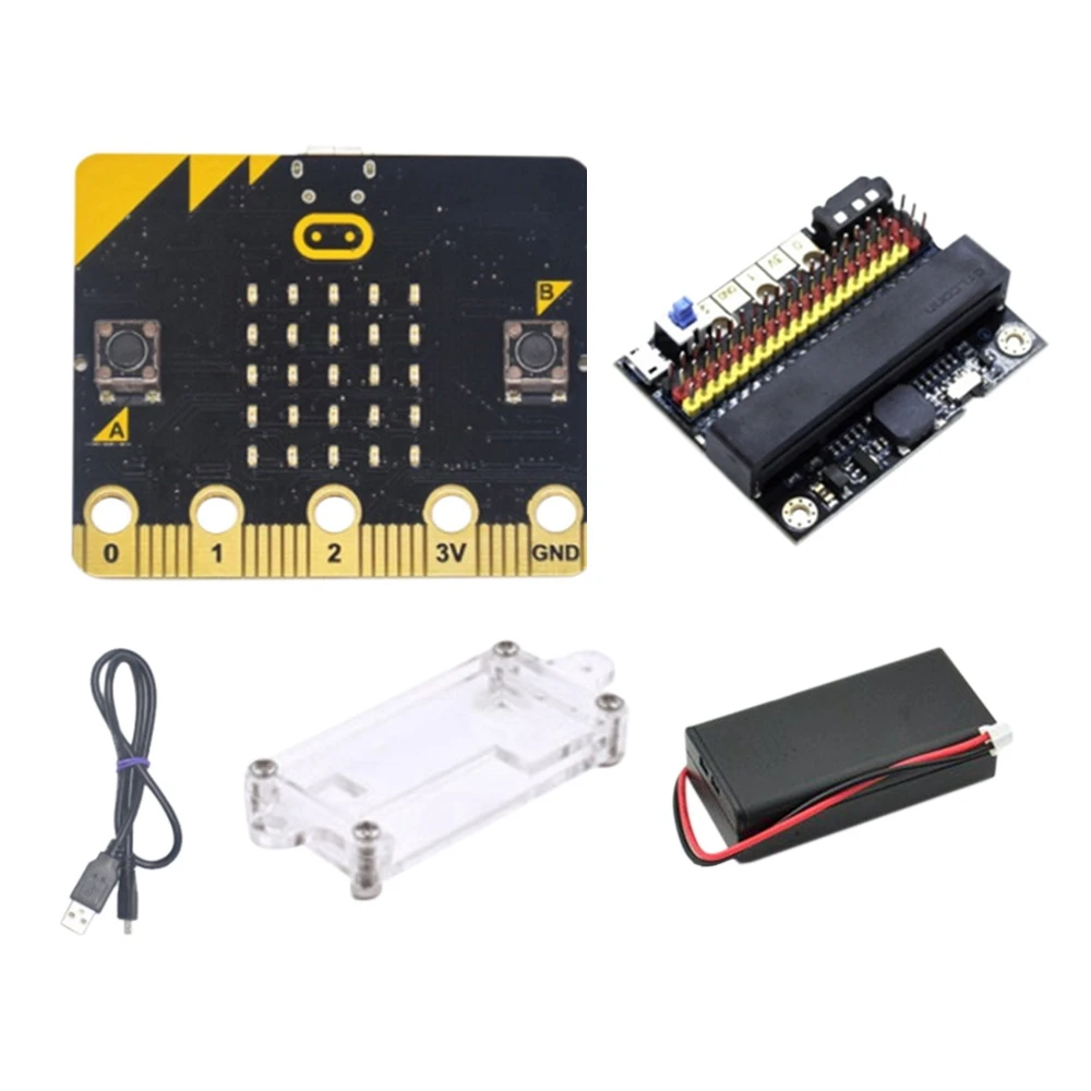 

BBC Microbit Starter Kit Programmable Learning Development Board with Micro:Bit Battery Case+IO BIT V2.0 Expansion Board