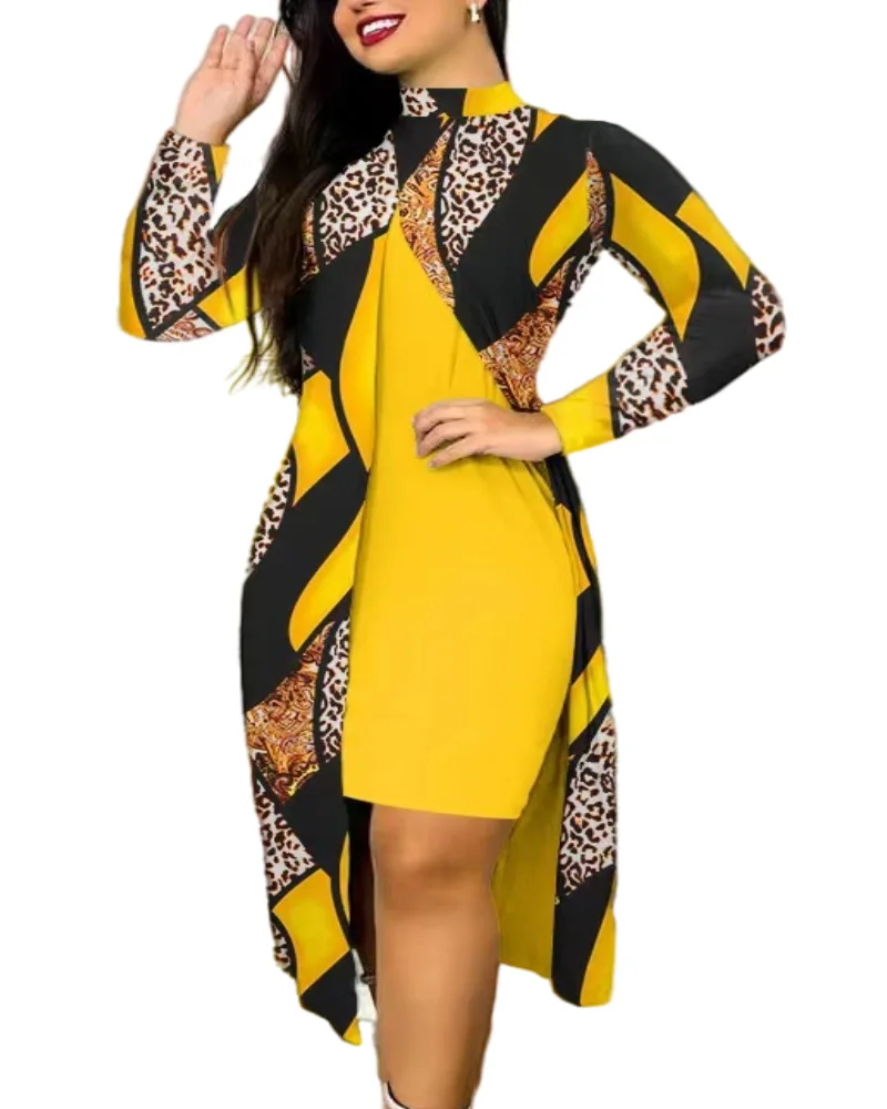 Летнее женское модное Асимметричное Платье с принтом повседневное однотонное