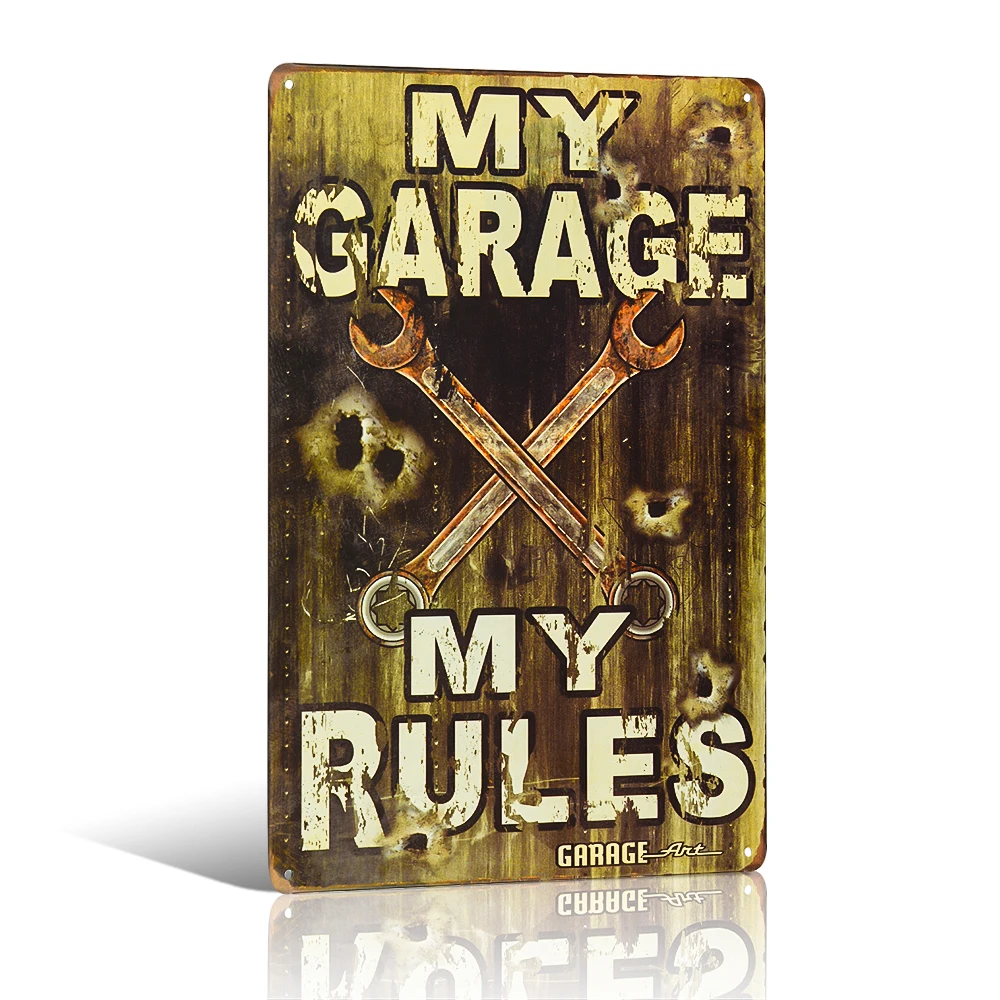 

My garage my rules Vintage Metal sign Restaurant Coffee Cafe Poster Bedroom Pub Home Wall Decor 20*30cm