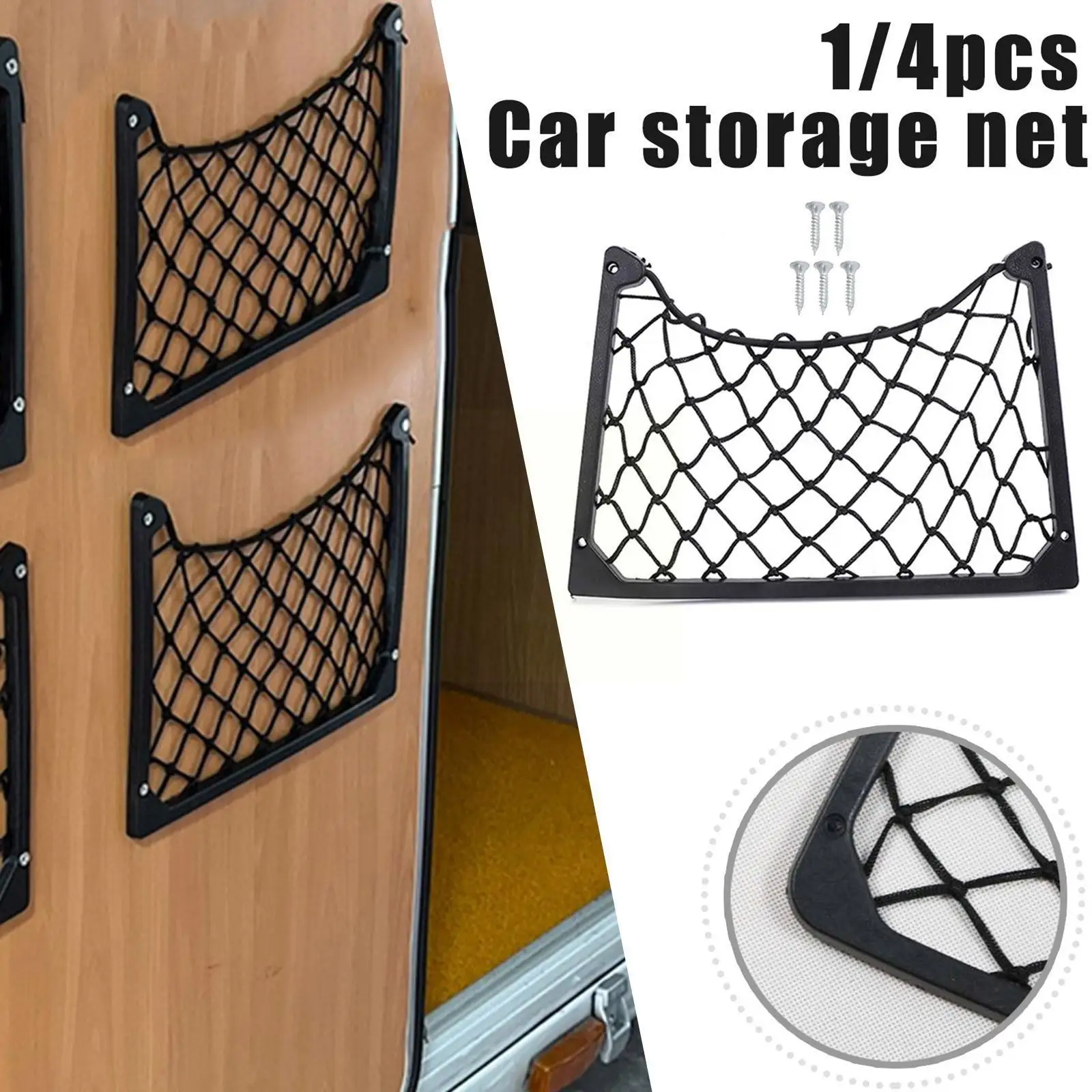 

4PCS Car Storage Net Elastic Net Cargo Mesh Nets Car Bus Seat Back Mesh Camping Belt Vehicle Caravan Organizer Accessories I1C1