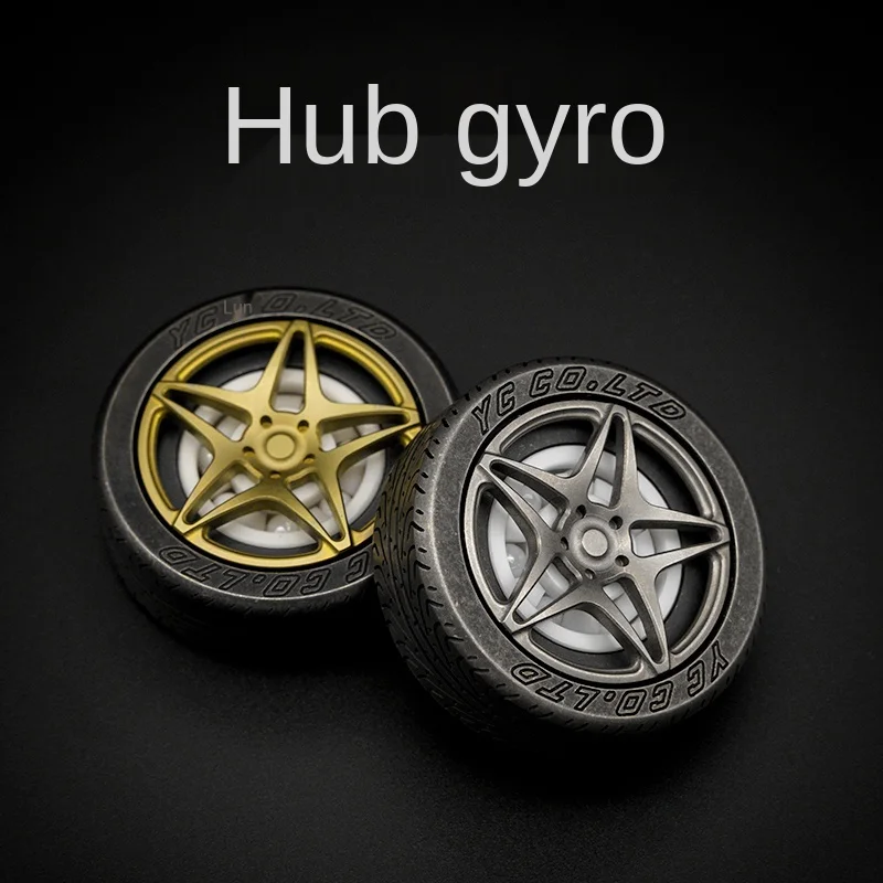 Wheel Hub Fingertip Gyro Titanium Alloy Tire EDC Extended Light Decompression Toy Boyfriend Gift Desktop Decoration enlarge