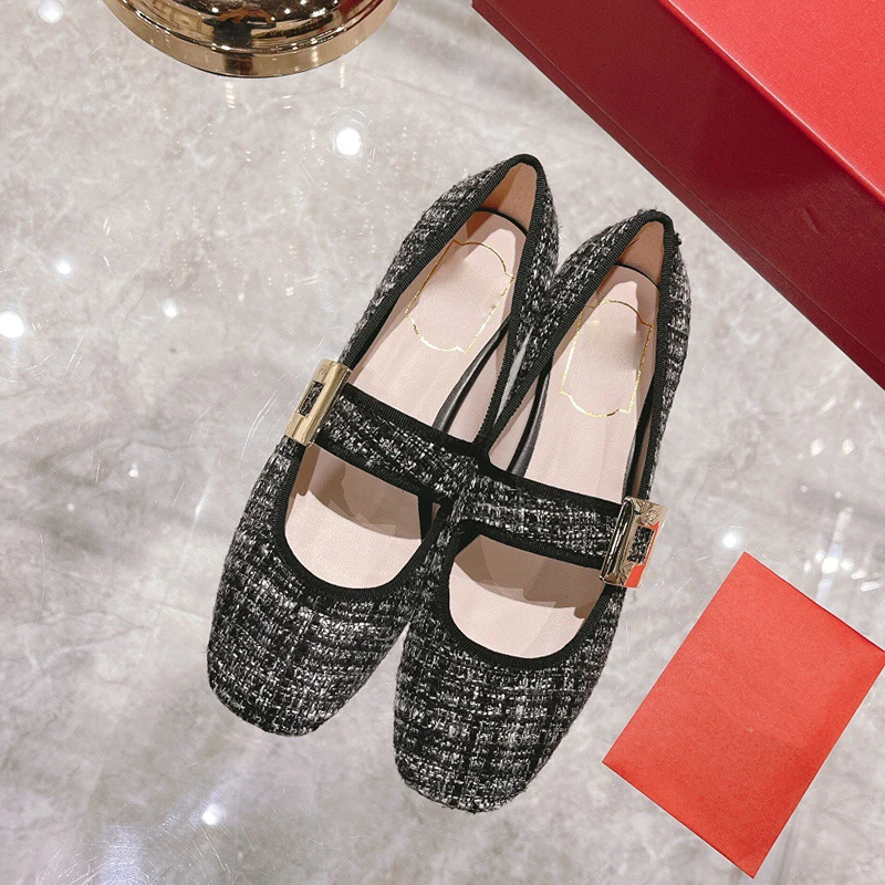 Rhinestone Square Buckle Mary Jane Shoes Women 2023 Shallow Mouth Square Toe Retro Single Shoes Women's Shoes