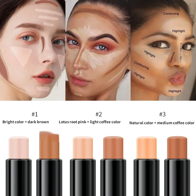 

Concealer Stick High Gloss Cream Double Headed Brightening and Repairing Three-dimensional Face Repairing Stick Contour Make Up