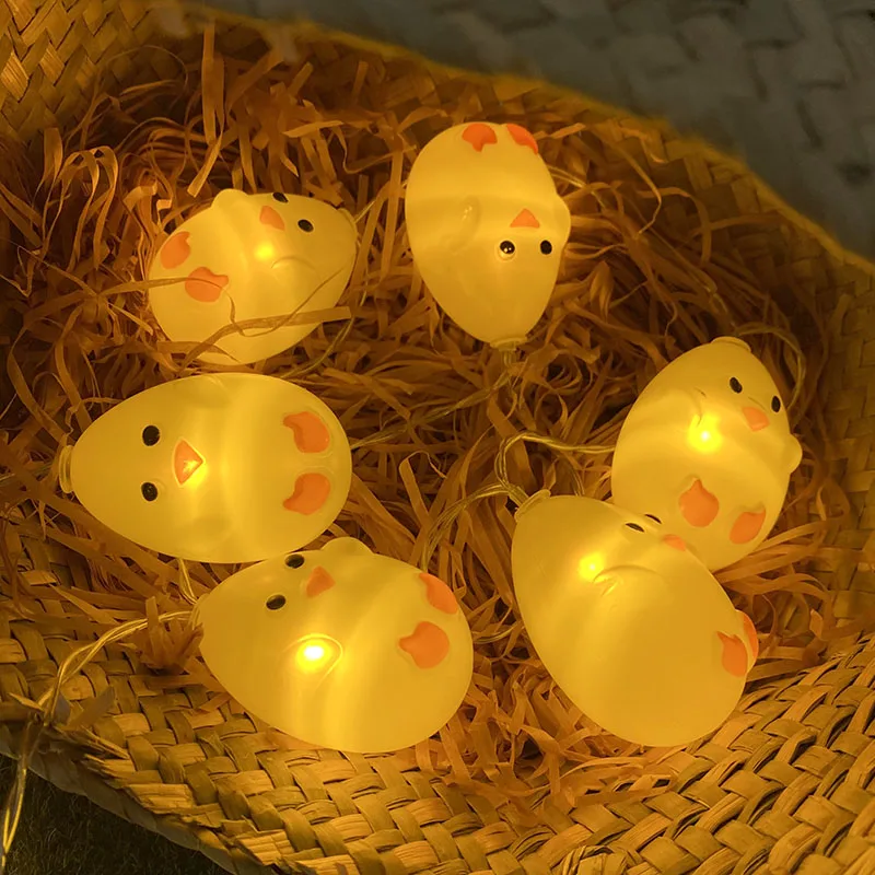 

1.5M 10pcs LED Easter Chick String Lights Easter Eggs String Lights Chicken String Lamp Battery Powered Party Lights Decoration