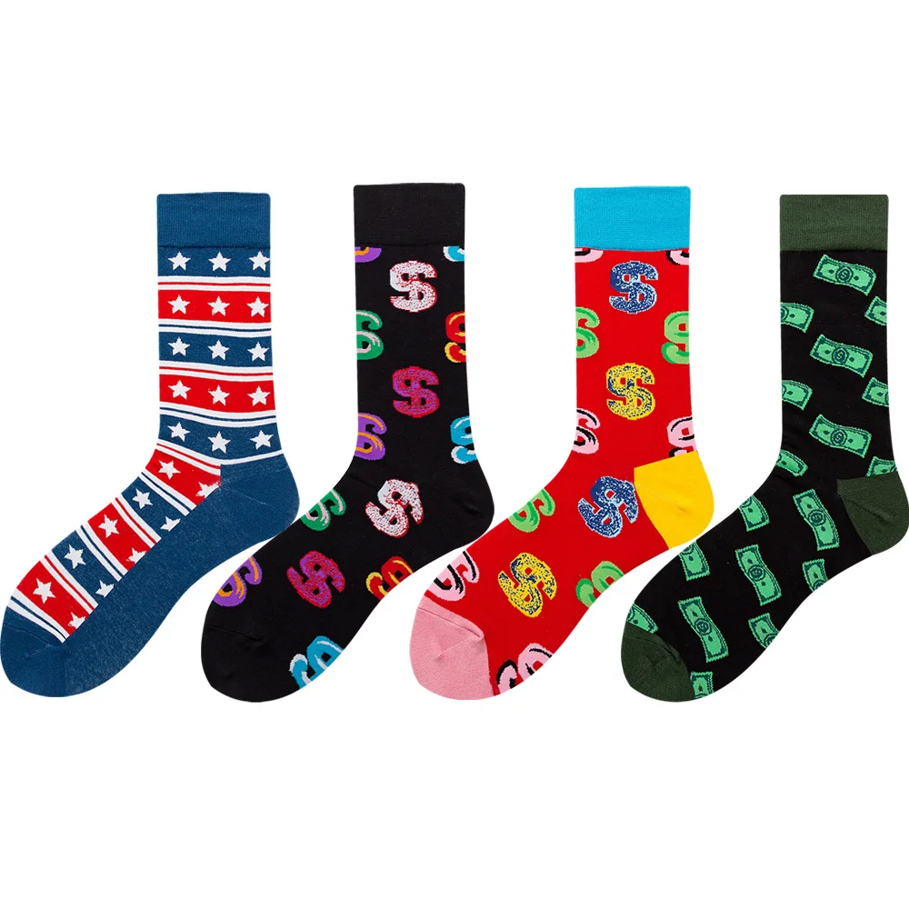 2022 Funny Socks Men harajuku Union Jack Socks Printed personality Happy hip hop Novelty Skateboard Crew Casual Crazy Socks