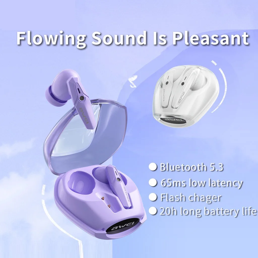 

Transparent Space Capsule TWS Bluetooth Headset T25 Matte Texture Light and Good Sound Quality