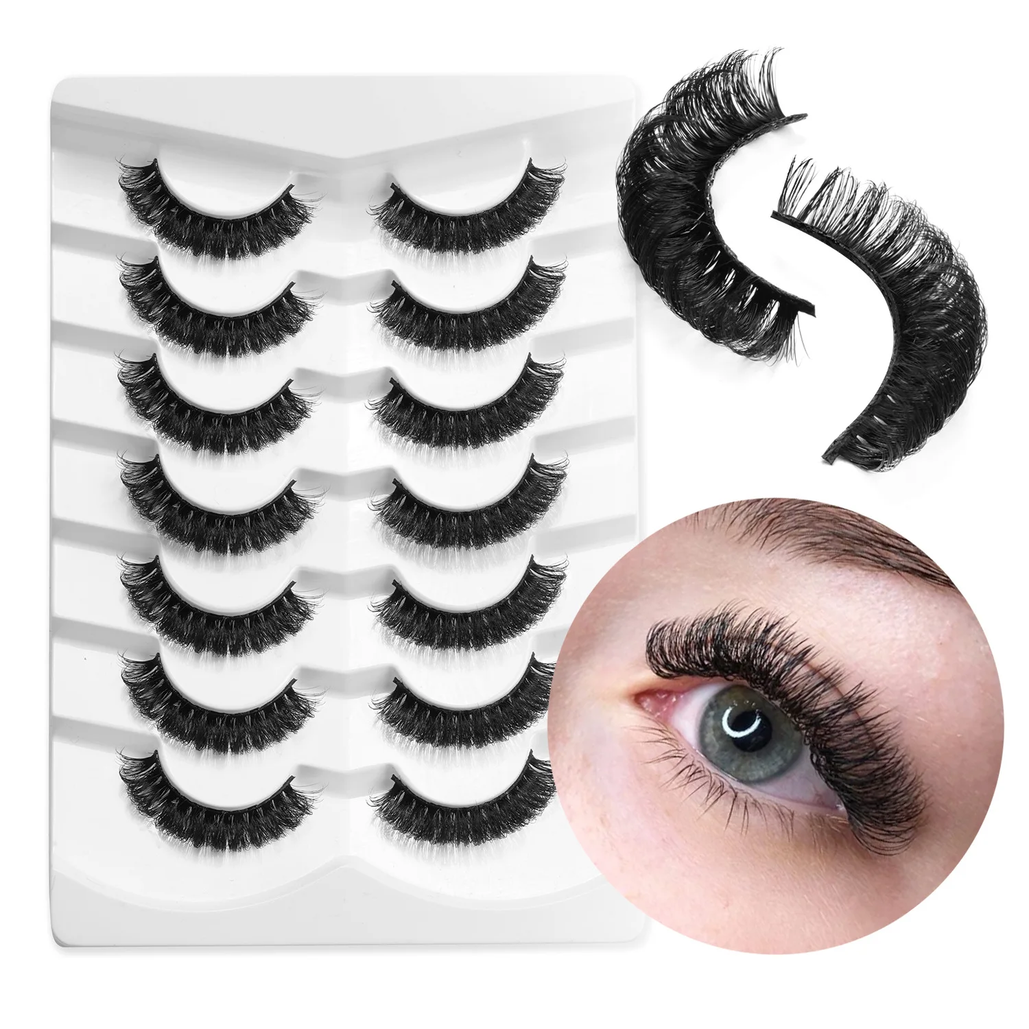 

Russian DD Volume Lash Curl Imitation Grafting Makeup Soft Eye Lashes 3D Faux Mink Lashes Thick HandMade Fluffy Reusable Lashes