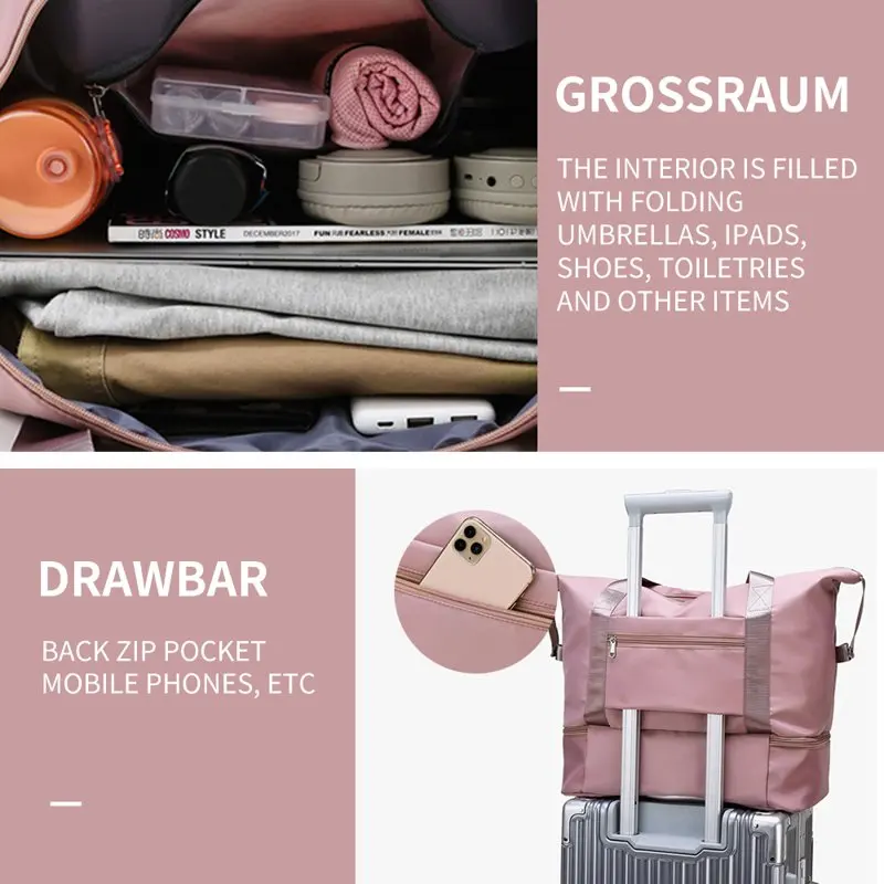 Travel Duffle Bags Sports Gym Bag Shoulder Weekender Overnight Bag for Women