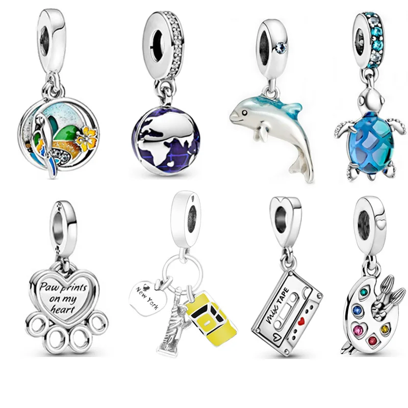 

Erizteya NEW 925 Sterling Silver Flower Pendant Fashion Family Beads Fit Original Charm Bracelet Women Jewelry DIY Gift