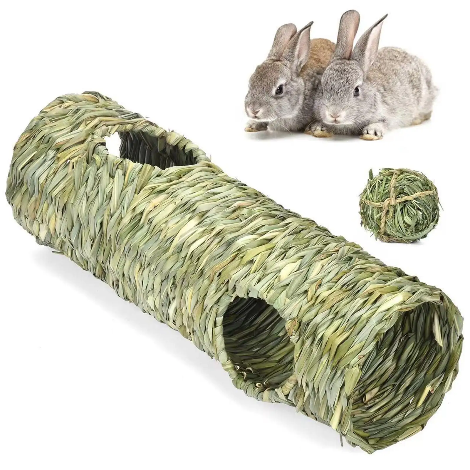 

Grass Tunnel Toy Peep Hole Durable with Ball for Hamster Rats Small Animals
