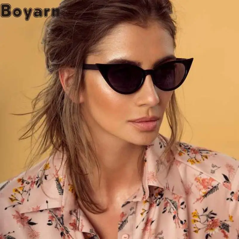 

Boyarn Small Frame Retro Cat's Eye Sunglasses Women's Fashion Transparent Colorful Street Photography Glasses Net Red Ultra Ligh