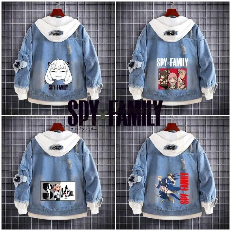 Женские толстовки с принтом SPY×FAMILY джинсовая куртка капюшоном в стиле аниме Anya